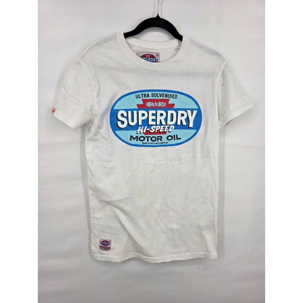 Superdry Mens Classic Re-Issue Motor Oil Graphic T-Shirt White Small